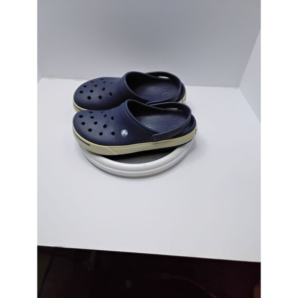 Crocs Mens Navy Blue Classic Clogs W/ Yellow Trim - Comfortable Slip-On Shoes - Picture 7 of 7